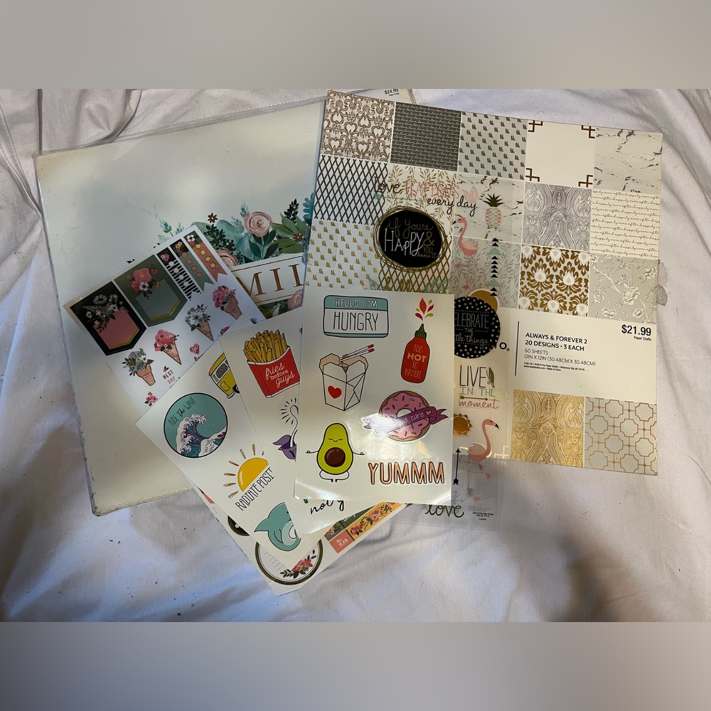 Book,Papers,Stickers, journal materials.